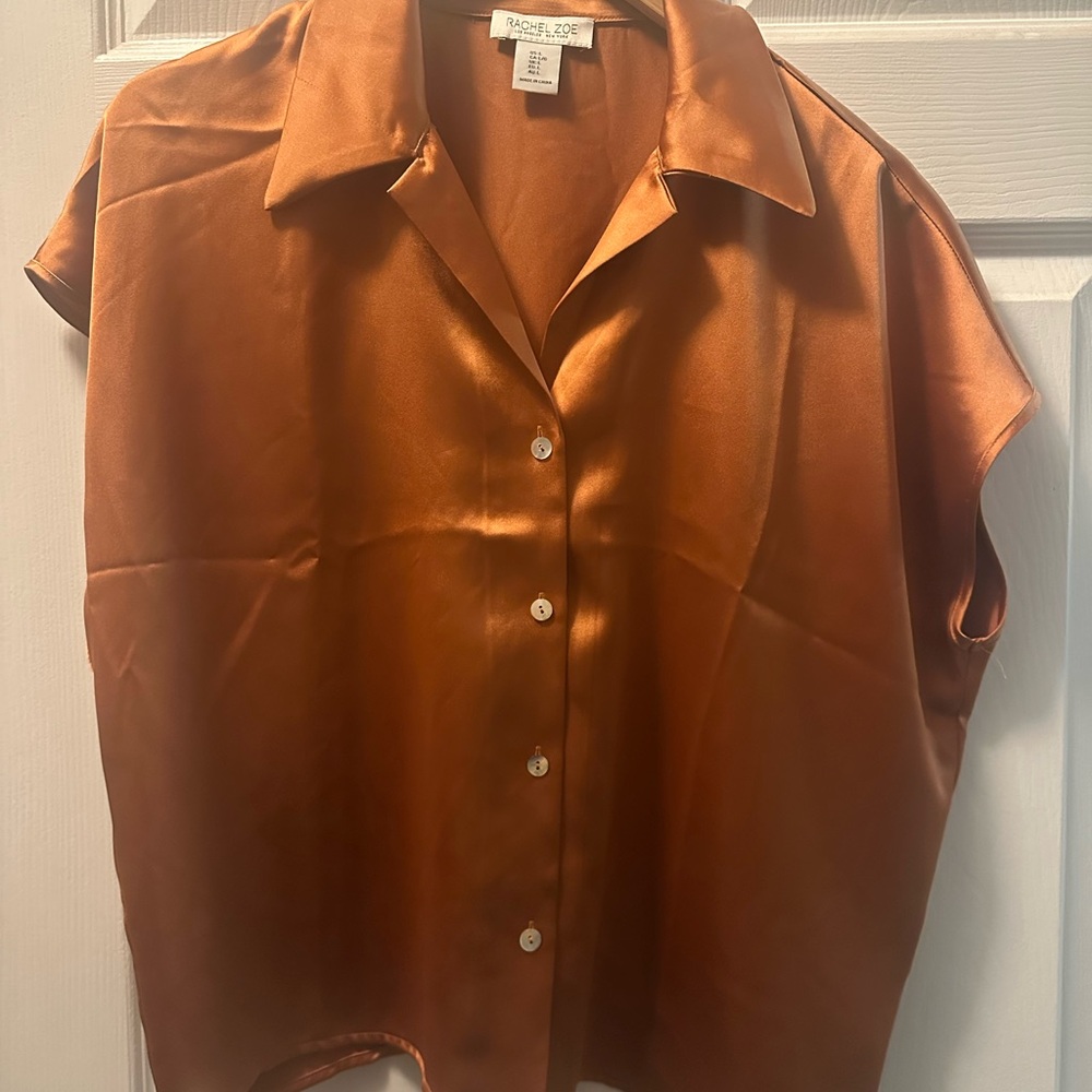 Rachel Zoe Satin Blouse in Copper
